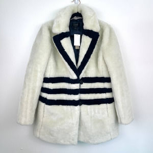 NWT J. Crew Teddy Coat in Striped Plush Fleece